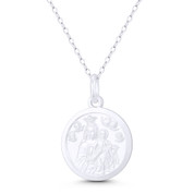 Baby Jesus, Mother Mary, & Guardian Angel 16mm (0.6in) Pendant in .925 Sterling Silver - BT-CP041-16MM-SLP