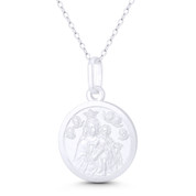 Baby Jesus, Mother Mary, & Guardian Angel 19mm (3/4in) Pendant in .925 Sterling Silver - BT-CP041-19MM-SLP