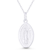 Our Lady of Guadalupe Blessed Virgin Mary Medal 30x15mm (1.2x0.6in) Pendant in .925 Sterling Silver - BT-CP057-30MM-SLP