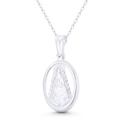Holy Mother Virgin Mary 28x14mm (1.1x0.55in) Button Pendant in .925 Sterling Silver - BT-CP061-28MM-SLP