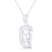 Jesus Christ's Head 29x14mm (1.1x0.6in) Hollow Pendant in .925 Sterling Silver - BT-CP065-29MM-SLP