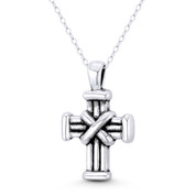 X-Rope Cross Potent 27x17mm (1.1x0.7in) Pendant in Oxidized .925 Sterling Silver - BT-CP072-SLO
