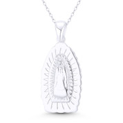 Holy Mother Virgin Mary 34x15mm (1.3x0.6in) Medal Pendant in .925 Sterling Silver - BT-CP074-SLP