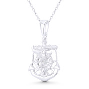Anchor & Helm St. Clement's Mariner's Cross 30x17mm (1.2x0.7in) Pendant & Chain Necklace in .925 Sterling Silver - BT-CP083-SLP