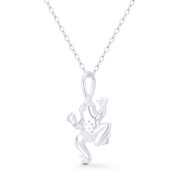 Spotted Frog Amphibian Animal Charm 23x13mm (0.9x0.5in) Pendant in .925 Sterling Silver - BT-FP004-SLP