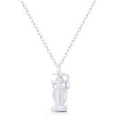 Perched Graduation Owl Bird Animal Charm 18x8mm (0.7x0.3in) Pendant in .925 Sterling Silver - BT-FP005-SLP