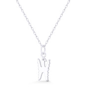 Bird w/ Outstretched Wing Animal Charm 18x7mm (0.7x0.3in) Pendant in .925 Sterling Silver - BT-FP006-SLP