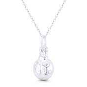Ladybug Insect Charm Hollow 3D 23x11mm (0.9x0.4in) Pendant in .925 Sterling Silver - BT-FP019-23MM-SLP