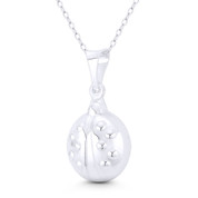 Ladybug Insect Charm Hollow 3D 32x15mm (1.3x0.6in) Pendant in .925 Sterling Silver - BT-FP019-32MM-SLP