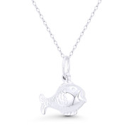 Fat Fish Sealife Charm Hollow 3D 21x18mm (0.8x0.7in) Pendant in .925 Sterling Silver - BT-FP027-SLP