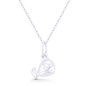 Smiling Whale Sealife Charm Hollow 3D 18x13mm (0.7x0.5in) Pendant in .925 Sterling Silver - BT-FP030-SLP
