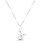 Elephant Animal Charm Hollow Reversible 3D 16x12mm (0.6x0.5in) Pendant in .925 Sterling Silver - BT-FP048-SLP