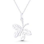 Butterfly Insect Animal Charm 28x23mm (1.1x0.9in) Pendant in .925 Sterling Silver - BT-FP052-SLP