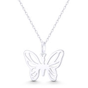 Butterfly Insect Animal Charm 20x22mm (0.8x0.9in) Pendant in .925 Sterling Silver - BT-FP053-SLP