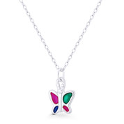 Butterfly Insect Animal Charm 16x10mm (0.6x0.4in) Pendant in .925 Sterling Silver - BT-FP054-SLP