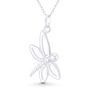 Dragonfly Insect Animal Charm 28x23mm (1.1x0.9in) Pendant in .925 Sterling Silver - BT-FP058-SLP