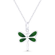 Dragonfly Insect Animal Charm 23x18mm (0.9x0.7in) Pendant in .925 Sterling Silver - BT-FP059-SLP