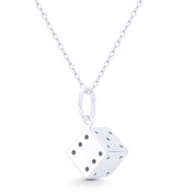 6-Sided Lucky Dice Luck Charm 8x8x8mm (0.3x0.3x0.3in) Pendant in .925 Sterling Silver - BT-FP060-SLP
