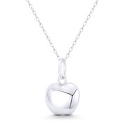 3D Reversible Apple Love & Desire Charm 20x14mm (0.8x0.6in) Pendant in .925 Sterling Silver - BT-FP064-SLP