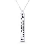 I Love You To The Moon & Back Charm 31x5mm (1.2x0.2in) Pendant in .925 Sterling Silver - BT-FP067-SLP