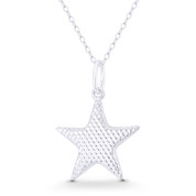 5-Pointed Star Celestial Charm 28x20mm (1.1x0.8in) Pendant in .925 Sterling Silver - BT-FP072-SLP