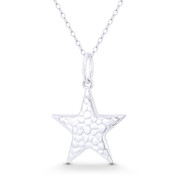 5-Pointed Star Celestial Charm 28x20mm (1.1x0.8in) Pendant in .925 Sterling Silver - BT-FP074-SLP
