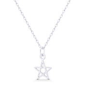 Tiny 5-Point Star Celestial Charm 16x10mm (0.6x0.4in) Pendant in .925 Sterling Silver - BT-FP078-SLP