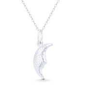 Crescent / Quarter Moon Celestial Charm 21x4mm (0.8x0.2in) 3D Pendant in .925 Sterling Silver - BT-FP079-SLP