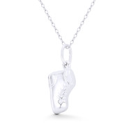 Baby Boot / Shoe 3D Motherhood Charm 26x11mm (1x0.4in) Pendant in .925 Sterling Silver - BT-FP087-SLP