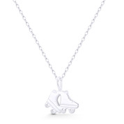 Flat Roller Skate Hobby / Passion Charm 14x14mm (0.6x0.6in) Pendant in .925 Sterling Silver - BT-FP090-SLP
