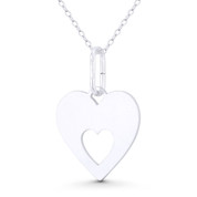 Double-Heart Love Charm Flat 31x22mm (1.2x0.9in) Pendant in .925 Sterling Silver - BT-FP102-SLP