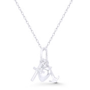 Anchor, Cross, & Heart Charm Pendant in Italy .925 Sterling Silver - BT-FP108-SLP