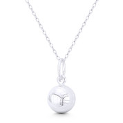 Volleyball Sports Hobby 3D Charm 20x10mm (0.8x0.4in) Pendant in .925 Sterling Silver - BT-FP113-10MM-SLP