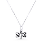 Butterfly Insect Animal Charm 13x13mm (0.5x0.5in) Pendant in Oxidized .925 Sterling Silver - BT-FP119-SLO