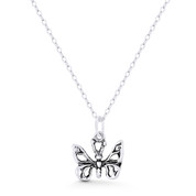 Butterfly Insect Animal Charm 14x11mm (0.6x0.4in) Pendant in Oxidized .925 Sterling Silver - BT-FP121-SLO