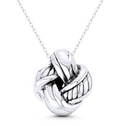 Love Knot Charm 24x23mm (0.9x0.9in) Pendant in Oxidized .925 Sterling Silver - BT-FP134-SLO