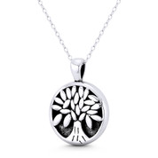 Tree-of-Life / Knowledge Etz Chaim 26x19mm (1x0.75in) Pendant in Oxidized .925 Sterling Silver - BT-FP138-SLO