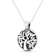 Tree-of-Life / Knowledge Etz Chaim 25x18mm (1x0.7in) Pendant in Oxidized .925 Sterling Silver - BT-FP139-SLO