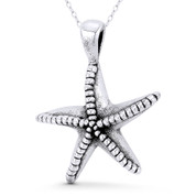 Starfish Ocean Sealife Charm 3D 39x31mm (1.5x1.2in) Pendant in Oxidized .925 Sterling Silver - BT-FP143-SLO