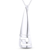 Long Triangle Quarter-Cone Charm 41x14mm (1.6x0.6in) Pendant in .925 Sterling Silver - BT-FP159-SLP