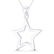 5-Point Star Celestial Charm 37x28mm (1.5x1.1in) Pendant in .925 Sterling Silver - BT-FP161-SLP