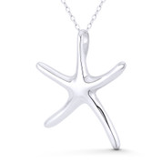 Starfish Ocean Sealife Charm 29x20mm (1.1x0.8in) Pendant in .925 Sterling Silver - BT-FP204-SLP