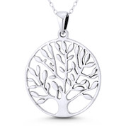 Tree-of-Life / Knowledge Etz Chaim 36x27mm (1.4x1.1in) Pendant in Oxidized .925 Sterling Silver - BT-FP224-SLO