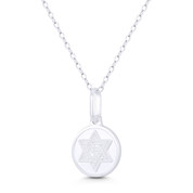 Star of David & Chai "Life" Charm 20x12mm (0.8x0.5in) Medallion Pendant in .925 Sterling Silver - BT-JP004-SLP