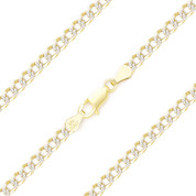 2.7mm Cuban / Curb Link D-Cut Pave Italian Chain Anklet in .925 Sterling Silver w/ 14k Yellow Gold - CLA-CURBF3-2.7MM-SLY