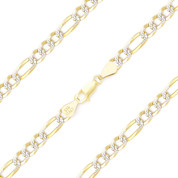 4mm Figaro Pave Link Chain Anklet in 14k Yellow Gold-Plated .925 Sterling Silver - CLA-FIGAF2-4MM-SLY