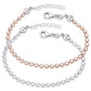3.5mm Diamond-Cut Bezel Bead Link Italian Chain Bracelet in .925 Sterling Silver - CLB-BEAD2-3.5MM-SL