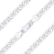 4.5mm Flat Marina / Mariner Link Italian Chain Bracelet in Solid .925 Sterling Silver - CLB-MARN6-4.5MM-SLP