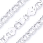 9mm Marina / Mariner Pave Link Italian Chain Bracelet in .925 Sterling Silver - CLB-MARNF6-200-SLP