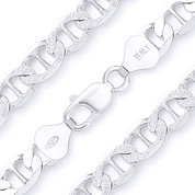 10mm Marina / Mariner Pave Link Italian Chain Bracelet in .925 Sterling Silver - CLB-MARNF6-250-SLP